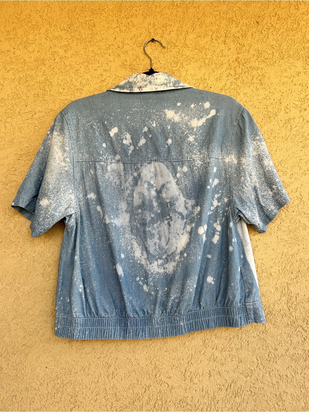 Handmade Custom Doily Couture Bleach Dyed Upcycled Denim Shacket - Picture 5 of 5